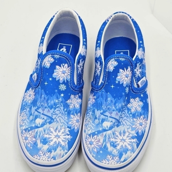 🆕Van's Big Kids 'Snowflakes - Winter Wonderland Blue' Classic Slip-On LTD ED - Picture 8 of 8
